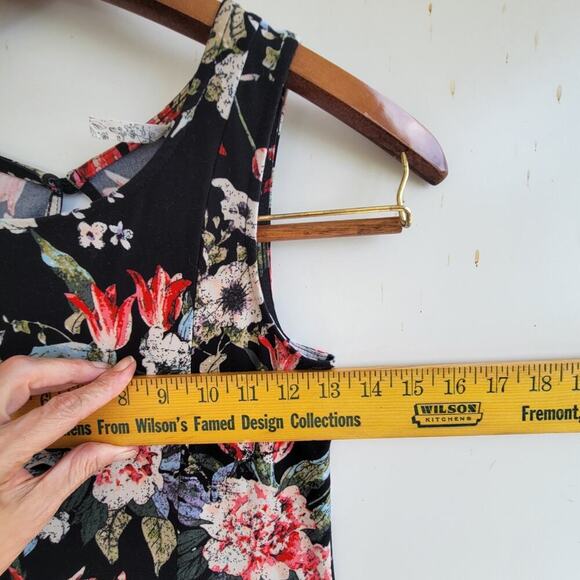 Mudd Tank Dress‎ Women's Sz XS Short Dark Floral Black Soft Casual Skater - Picture 3 of 8